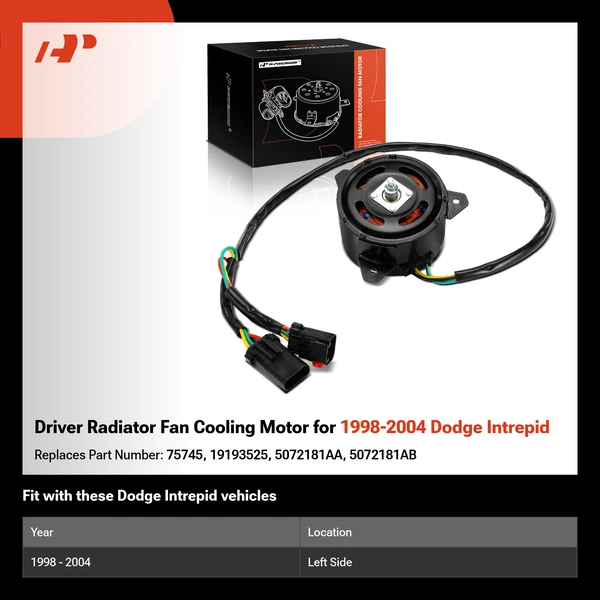 Driver Radiator Fan Cooling Motor for 1998-2004 Dodge Intrepid