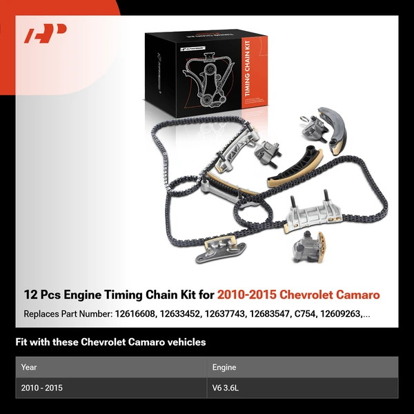 12 Pcs Engine Timing Chain Kit for 2010-2015 Chevrolet Camaro