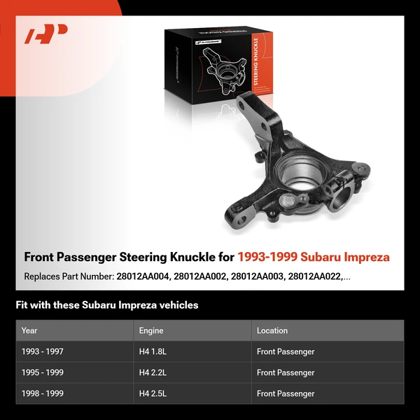 Front Passenger Steering Knuckle for 1993-1999 Subaru Impreza