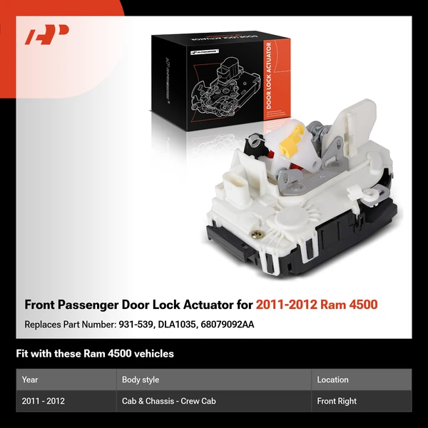 Front Passenger Door Lock Actuator for 2011-2012 Ram 4500