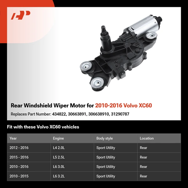 Rear Windshield Wiper Motor for 2010-2016 Volvo XC60