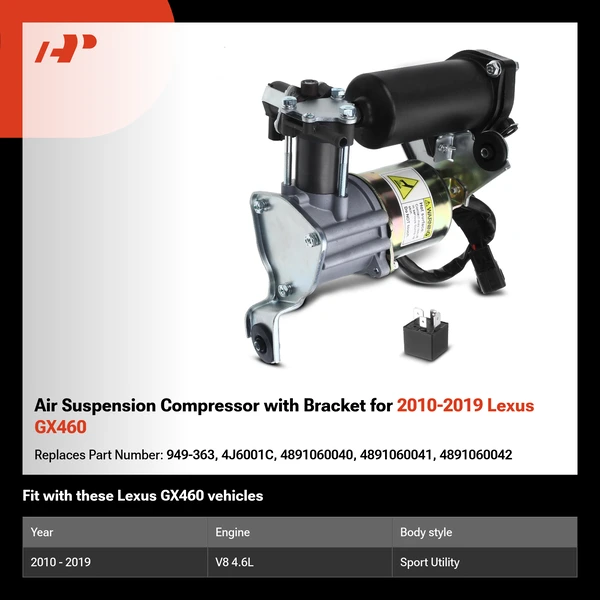 Air Suspension Compressor with Bracket for 2010-2019 Lexus GX460