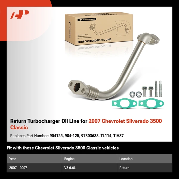 Return Turbocharger Oil Line for 2007 Chevrolet Silverado 3500 Classic