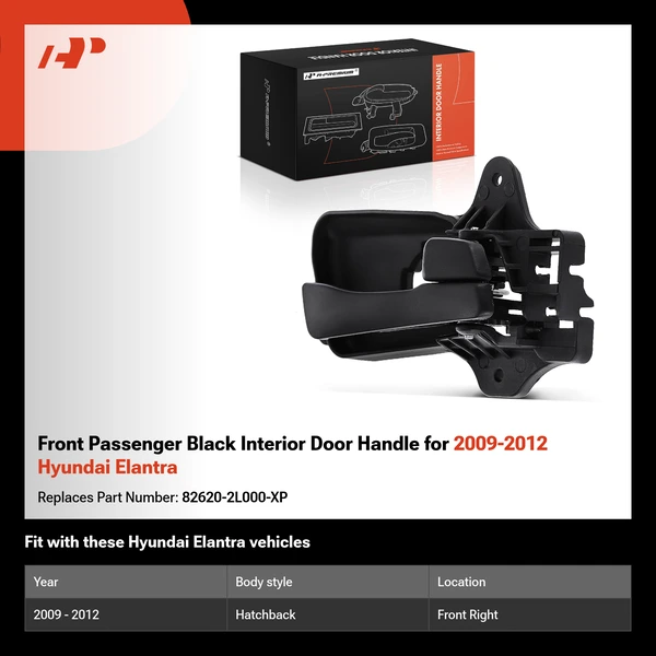 Front Passenger Black Interior Door Handle for 2009-2012 Hyundai Elantra