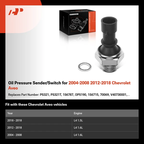 Oil Pressure Sender/Switch for 2004-2008 2012-2018 Chevrolet Aveo