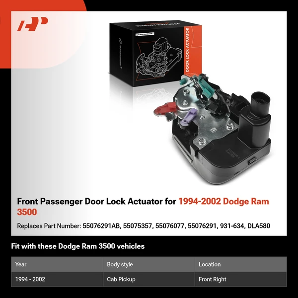 Front Passenger Door Lock Actuator for 1994-2002 Dodge Ram 3500