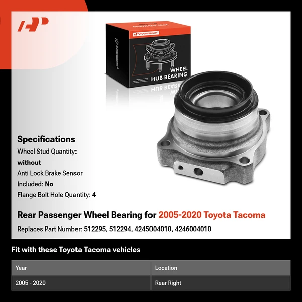 Rear Passenger Wheel Bearing for 2005-2020 Toyota Tacoma