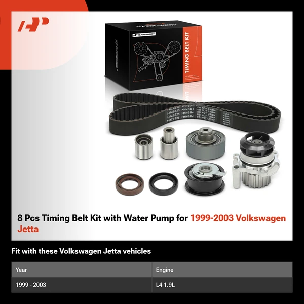 8 Pcs Timing Belt Kit with Water Pump for 1999-2003 Volkswagen Jetta
