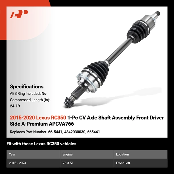 2015-2020 Lexus RC350 1-Pc CV Axle Shaft Assembly Front Driver Side A-Premium APCVA766