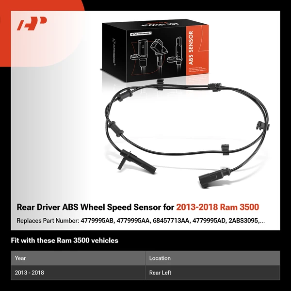 Rear Driver ABS Wheel Speed Sensor for 2013-2018 Ram 3500