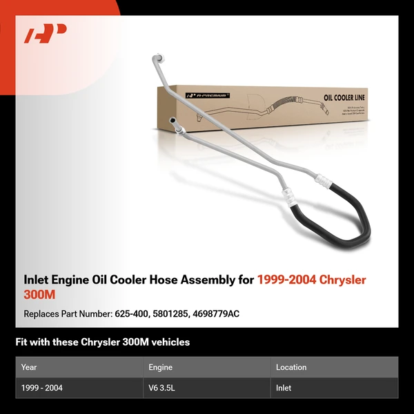 Inlet Engine Oil Cooler Hose Assembly for 1999-2004 Chrysler 300M