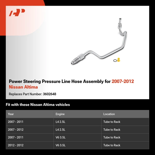 Power Steering Pressure Line Hose Assembly for 2007-2012 Nissan Altima