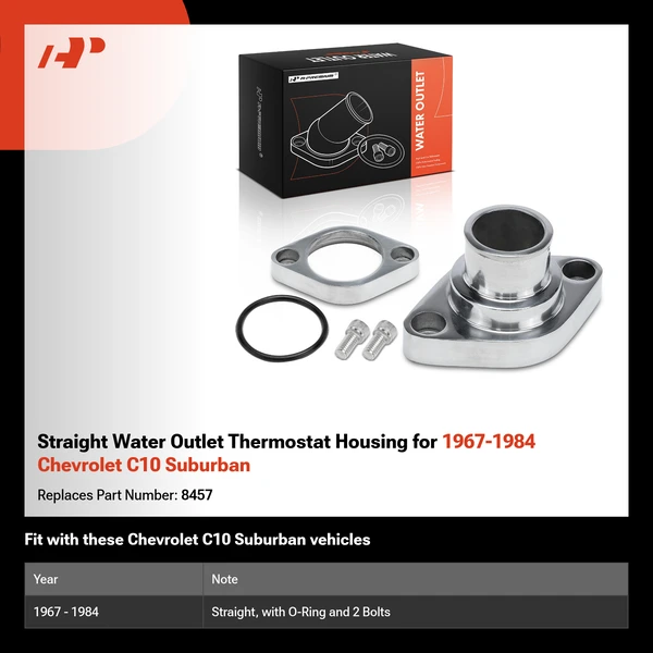 Straight Water Outlet Thermostat Housing for 1967-1984 Chevrolet C10 Suburban