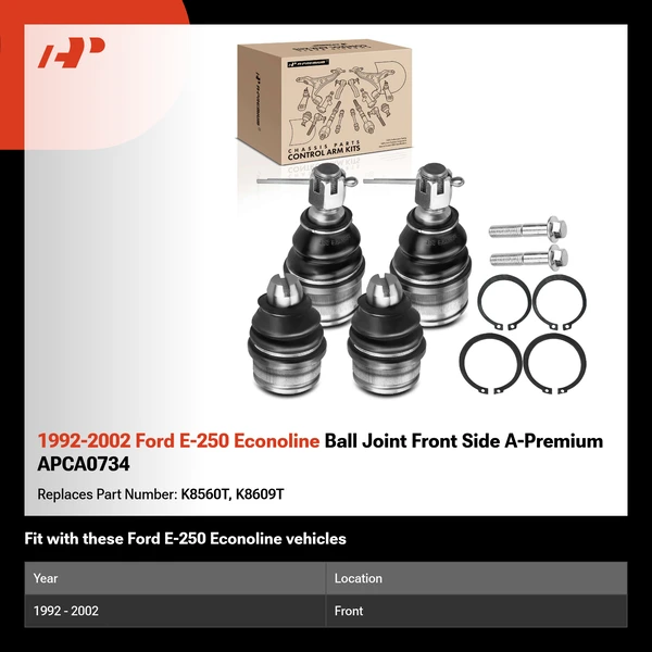 1992-2002 Ford E-250 Econoline Ball Joint Front Side A-Premium APCA0734