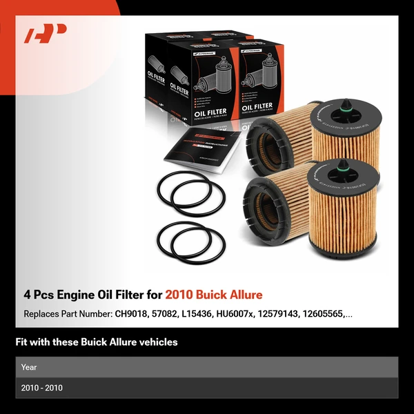 4 Pcs Engine Oil Filter for 2010 Buick Allure