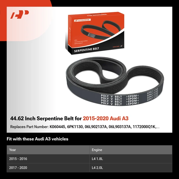 44.62 Inch Serpentine Belt for 2015-2020 Audi A3