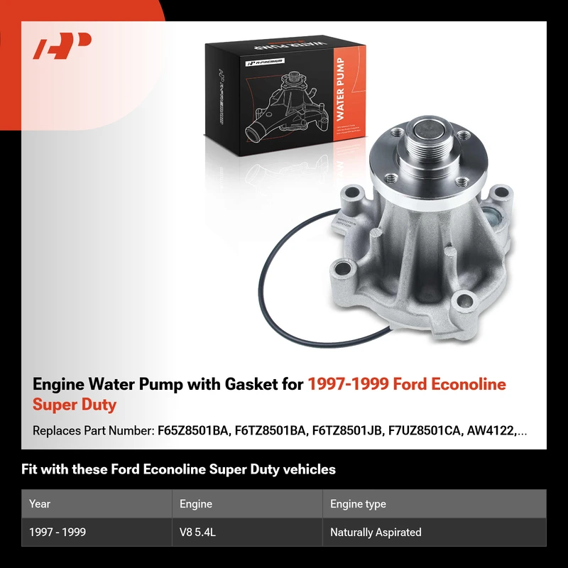 Engine Water Pump with Gasket for 1997-1999 Ford Econoline Super Duty