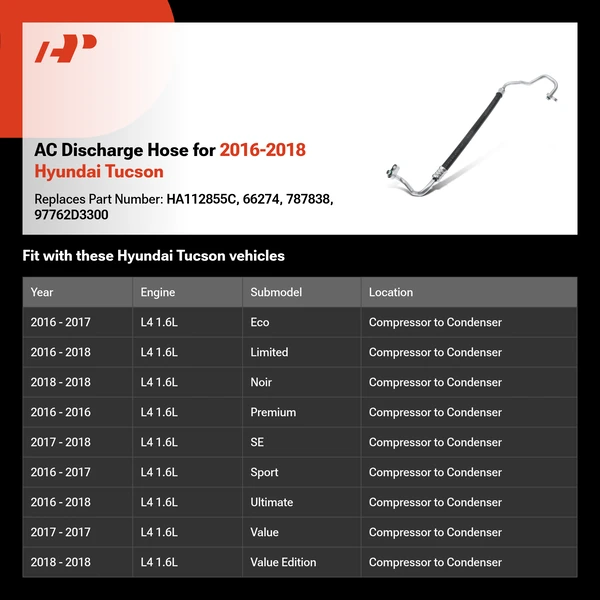 AC Discharge Hose for 2016-2018 Hyundai Tucson