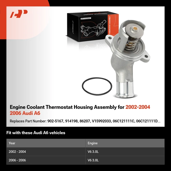 Engine Coolant Thermostat Housing Assembly for 2002-2004 2006 Audi A6