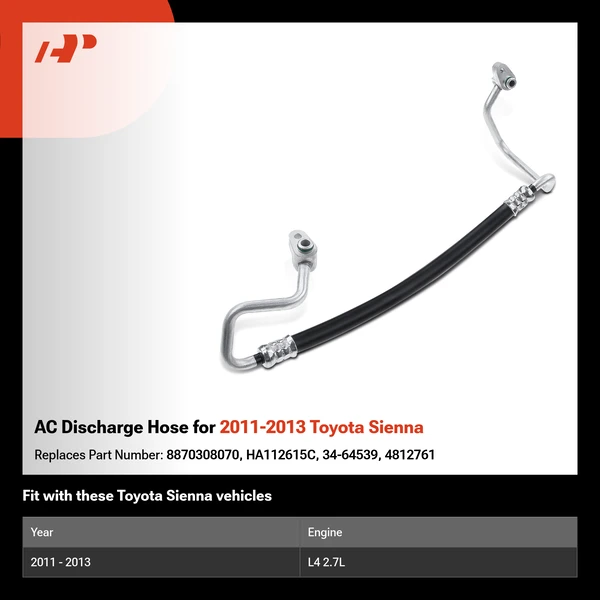 AC Discharge Hose for 2011-2013 Toyota Sienna