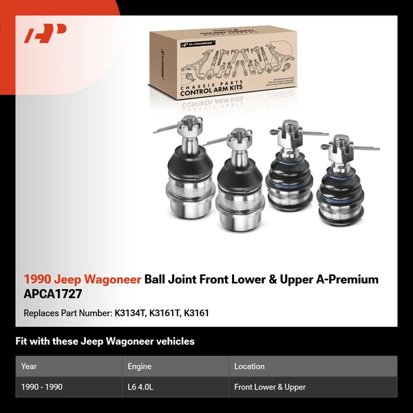 1990 Jeep Wagoneer Ball Joint Front Lower & Upper A-Premium APCA1727