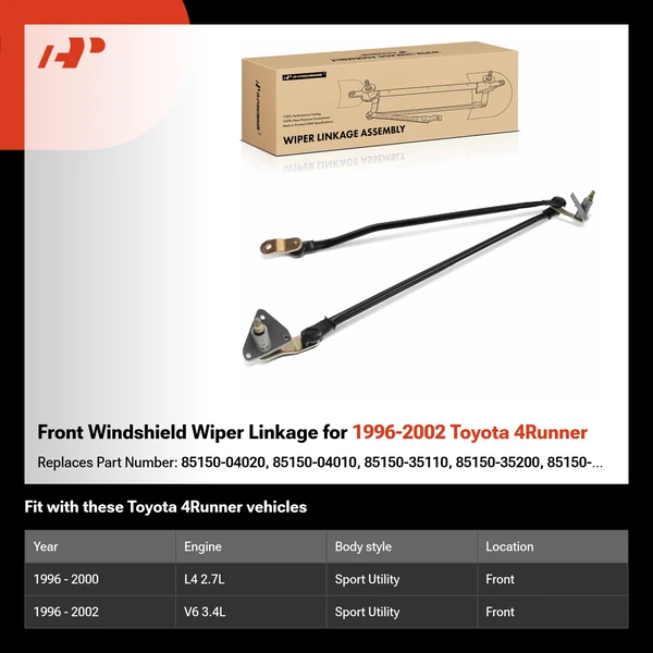 Front Windshield Wiper Linkage for 1996-2002 Toyota 4Runner