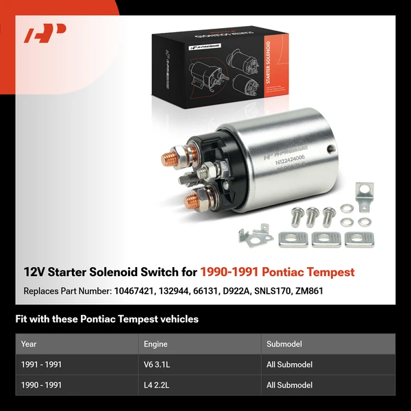 12V Starter Solenoid Switch for 1990-1991 Pontiac Tempest