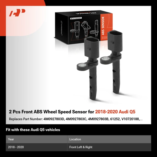 2 Pcs Front ABS Wheel Speed Sensor for 2018-2020 Audi Q5