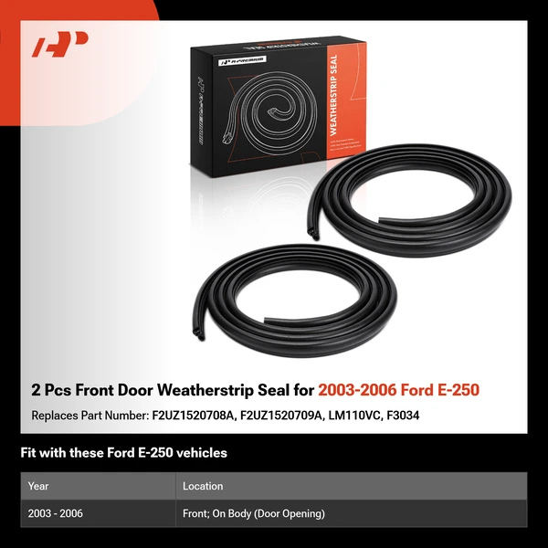2 Pcs Front Door Weatherstrip Seal for 2003-2006 Ford E-250