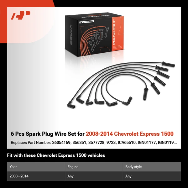 6 Pcs Spark Plug Wire Set for 2008-2014 Chevrolet Express 1500