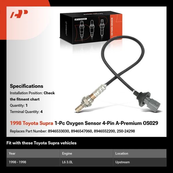 1998 Toyota Supra 1-Pc Oxygen Sensor 4-Pin A-Premium OS029