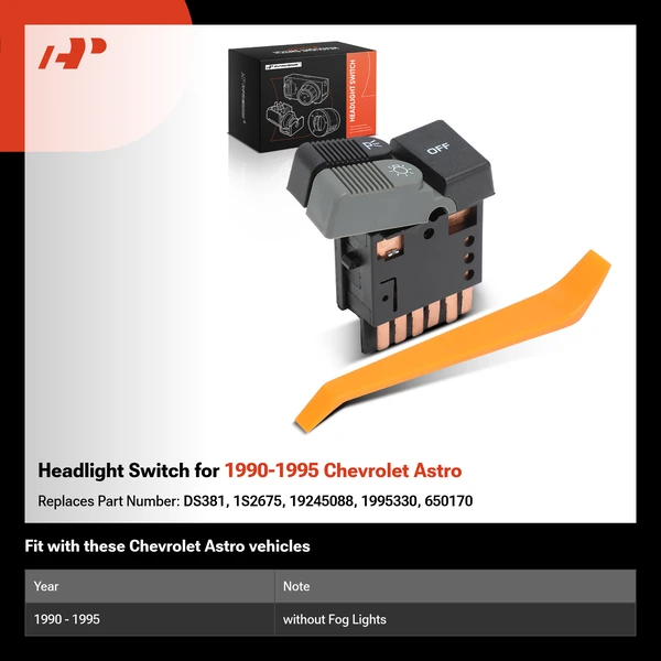 Headlight Switch for 1990-1995 Chevrolet Astro