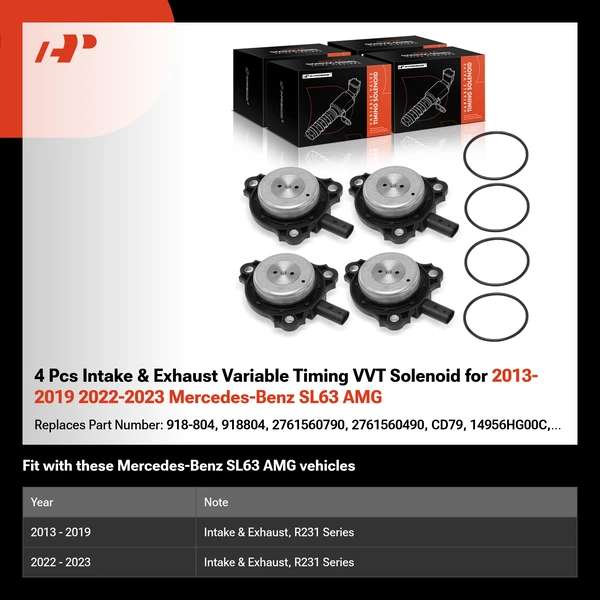 4 Pcs Intake & Exhaust Variable Timing VVT Solenoid for 2013-2019 2022-2023 Mercedes-Benz SL63 AMG