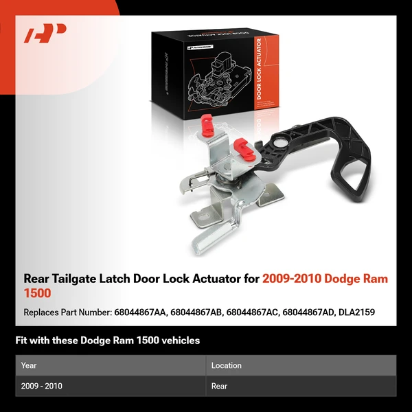 Rear Tailgate Latch Door Lock Actuator for 2009-2010 Dodge Ram 1500