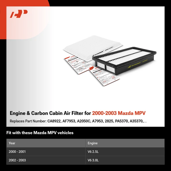 Engine & Carbon Cabin Air Filter for 2000-2003 Mazda MPV