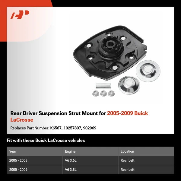 Rear Driver Suspension Strut Mount for 2005-2009 Buick LaCrosse