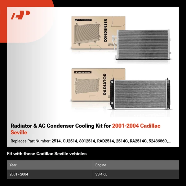 Radiator & AC Condenser Cooling Kit for 2001-2004 Cadillac Seville