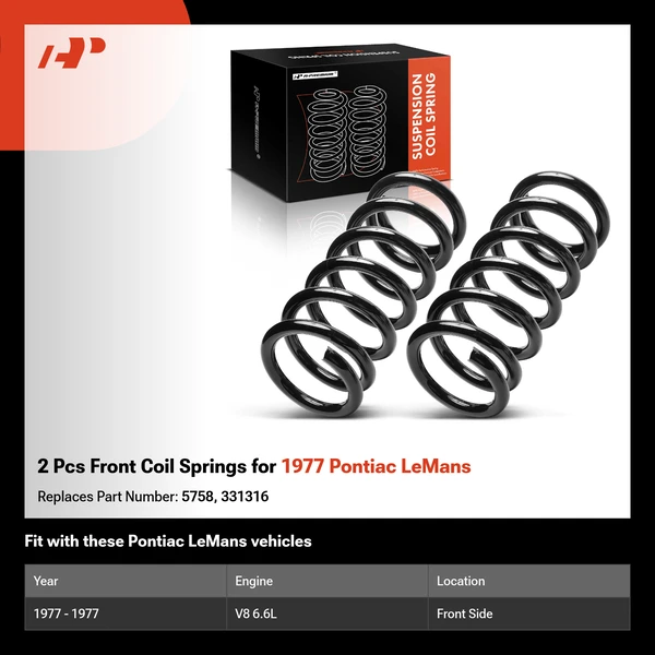 2 Pcs Front Coil Springs for 1977 Pontiac LeMans