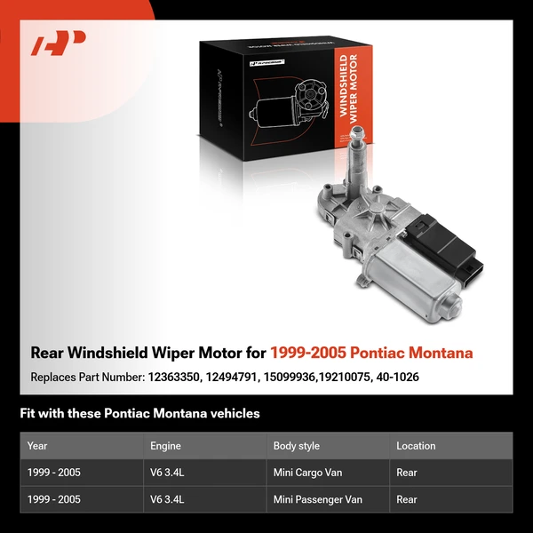 Rear Windshield Wiper Motor for 1999-2005 Pontiac Montana