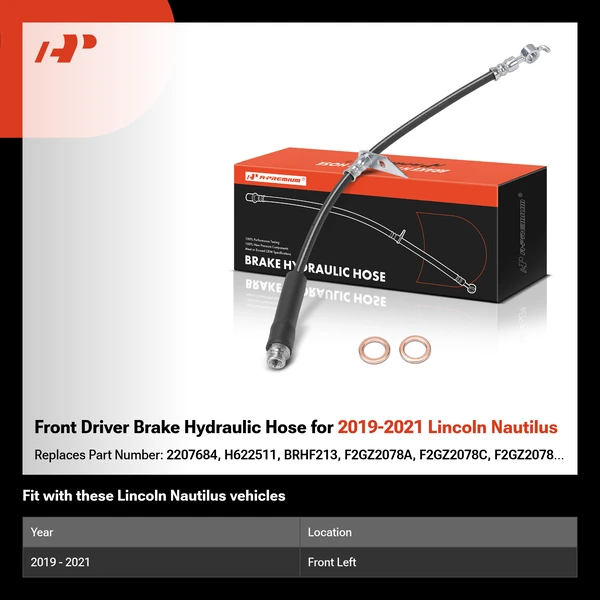 Front Driver Brake Hydraulic Hose for 2019-2021 Lincoln Nautilus
