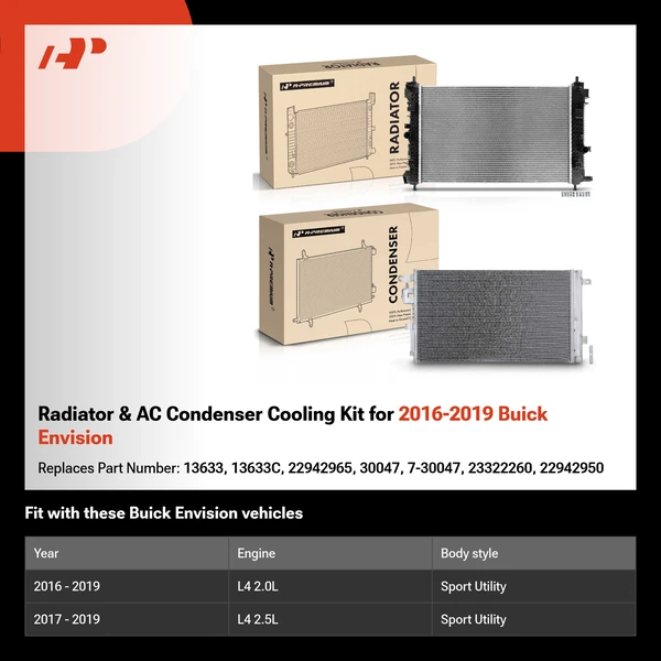 Radiator & AC Condenser Cooling Kit for 2016-2019 Buick Envision
