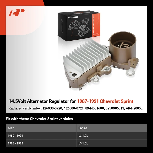 14.5Volt Alternator Regulator for 1987-1991 Chevrolet Sprint