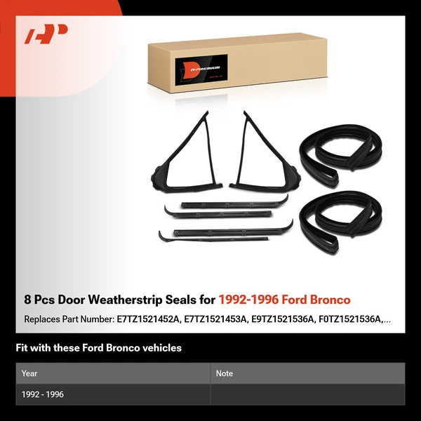 8 Pcs Door Weatherstrip Seals for 1992-1996 Ford Bronco