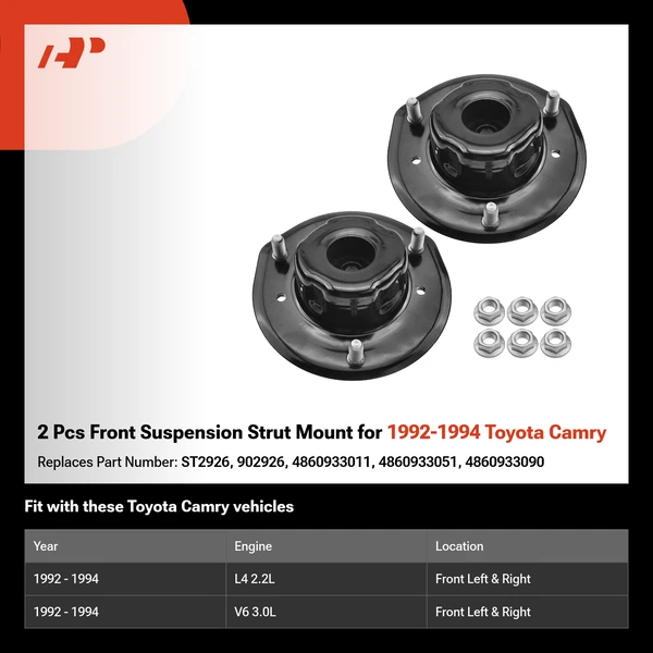 2 Pcs Front Suspension Strut Mount for 1992-1994 Toyota Camry