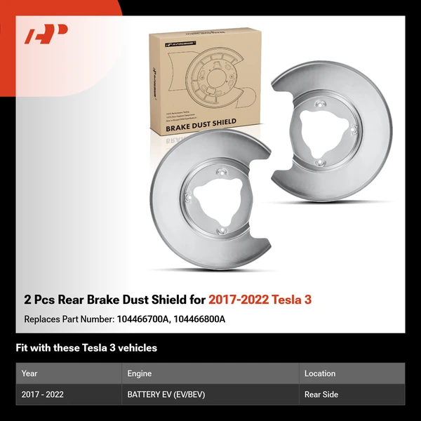 2 Pcs Rear Brake Dust Shield for 2017-2022 Tesla 3