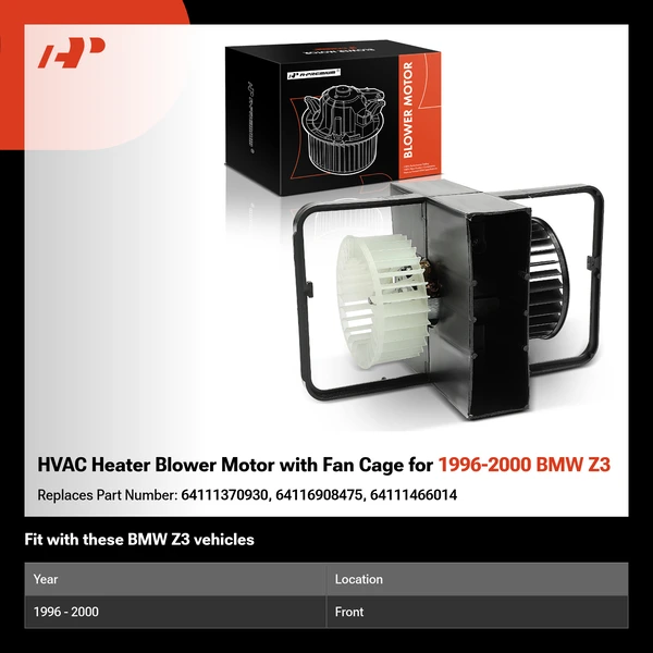 HVAC Heater Blower Motor with Fan Cage for 1996-2000 BMW Z3