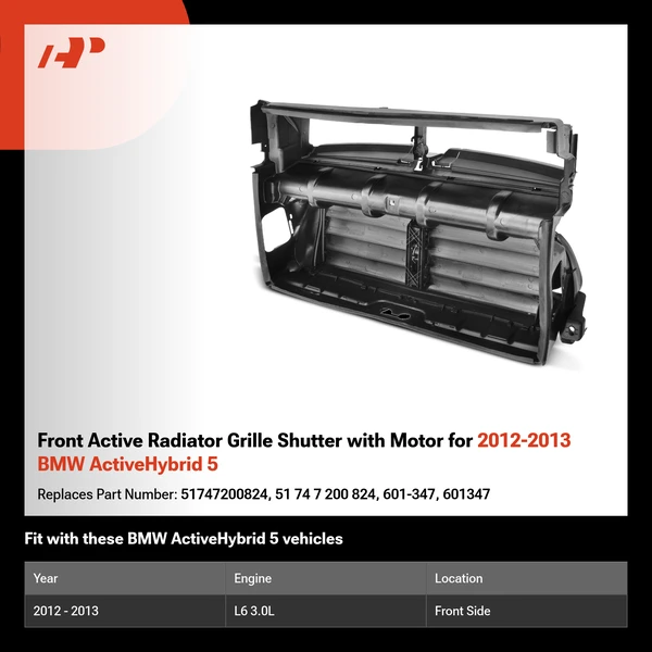 Front Active Radiator Grille Shutter with Motor for 2012-2013 BMW ActiveHybrid 5