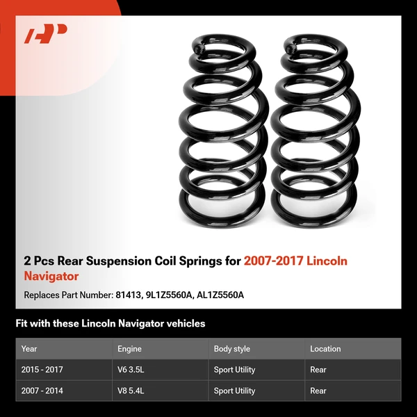 2 Pcs Rear Suspension Coil Springs for 2007-2017 Lincoln Navigator