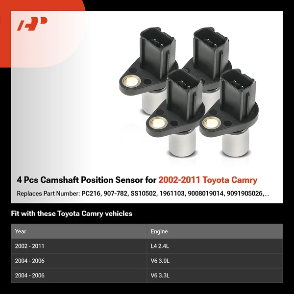 4 Pcs Camshaft Position Sensor for 2002-2011 Toyota Camry