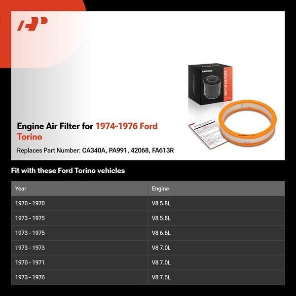 Engine Air Filter for 1974-1976 Ford Torino
